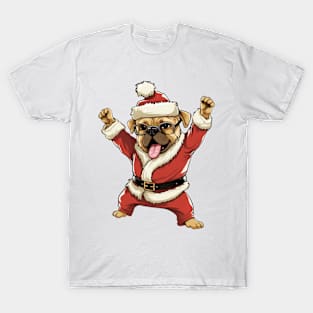 Cartoon Christmas Pug Dog Dancing T-Shirt